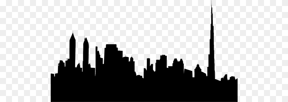 Skyline Silhouette Cityscape Art, Gray Free Png Download