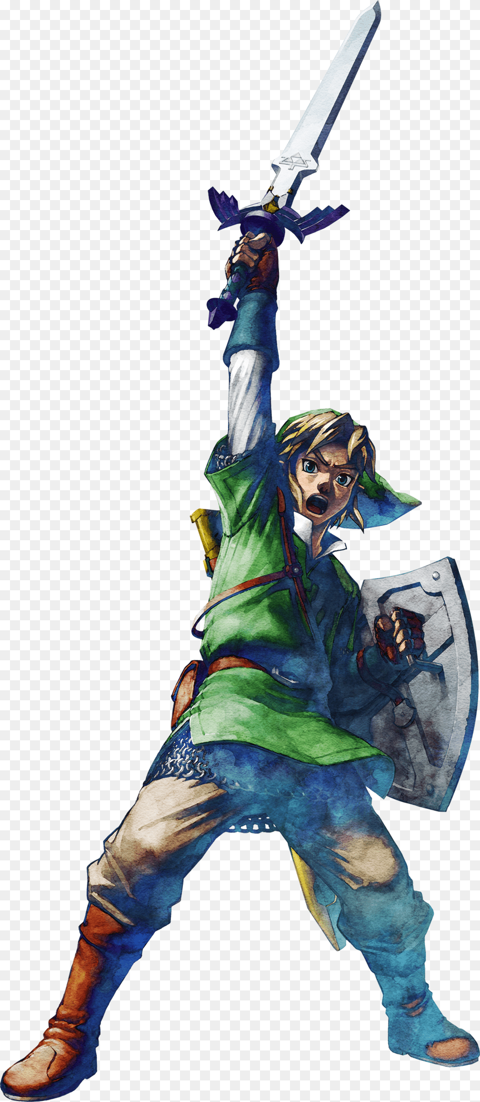Skyward Sword Link Artwork, Weapon, Person, Face, Head Free Png Download