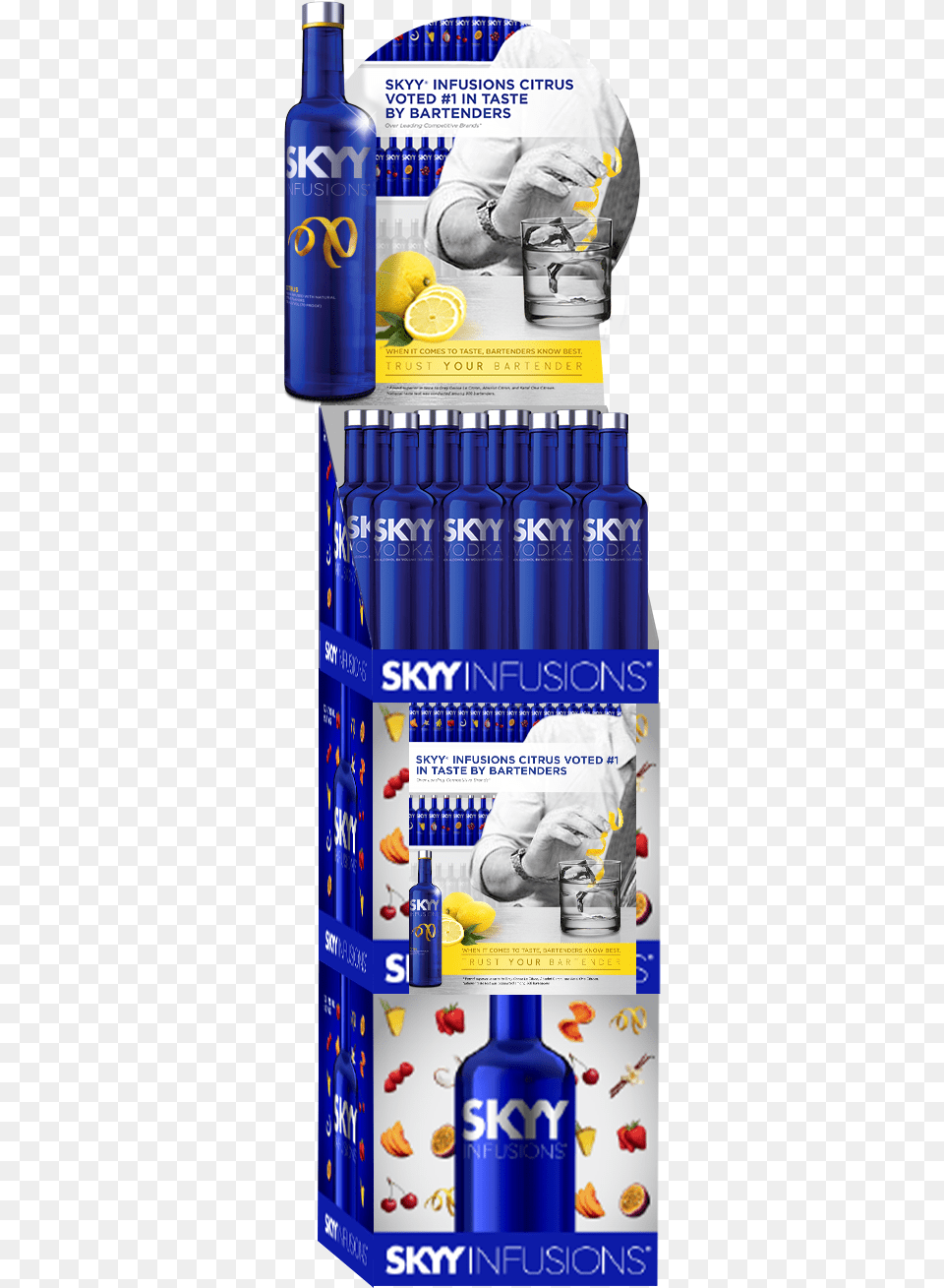 Skyy Vodka Promo Pos Display Alcoholic Beverage, Bottle, Adult, Male, Man Free Transparent Png