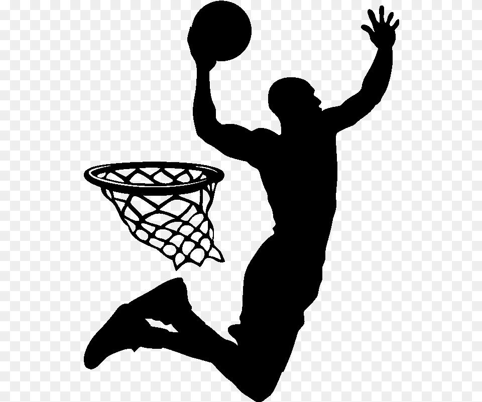 Slam Dunk Basketball Player Silhouette Sport Dunking Basketball Player Silhouette, Gray Free Transparent Png