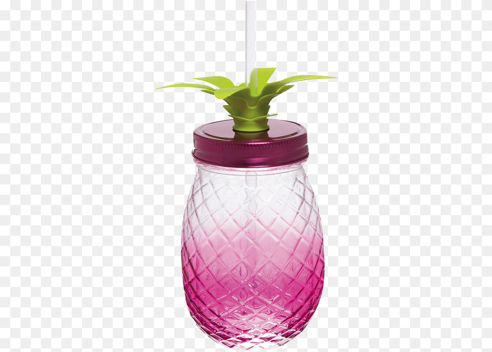 Slant Pink Ombre Pineapple Glass Bottle, Jar, Pottery, Vase, Plant Png