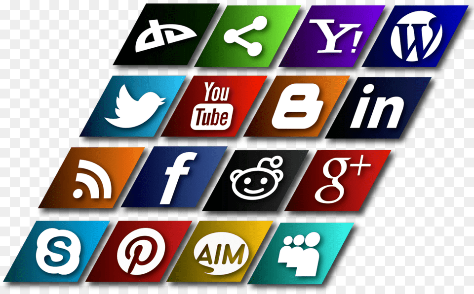 Slanted Social Media Icons Vector Yahoo, Text, Scoreboard, Number, Symbol Free Png Download