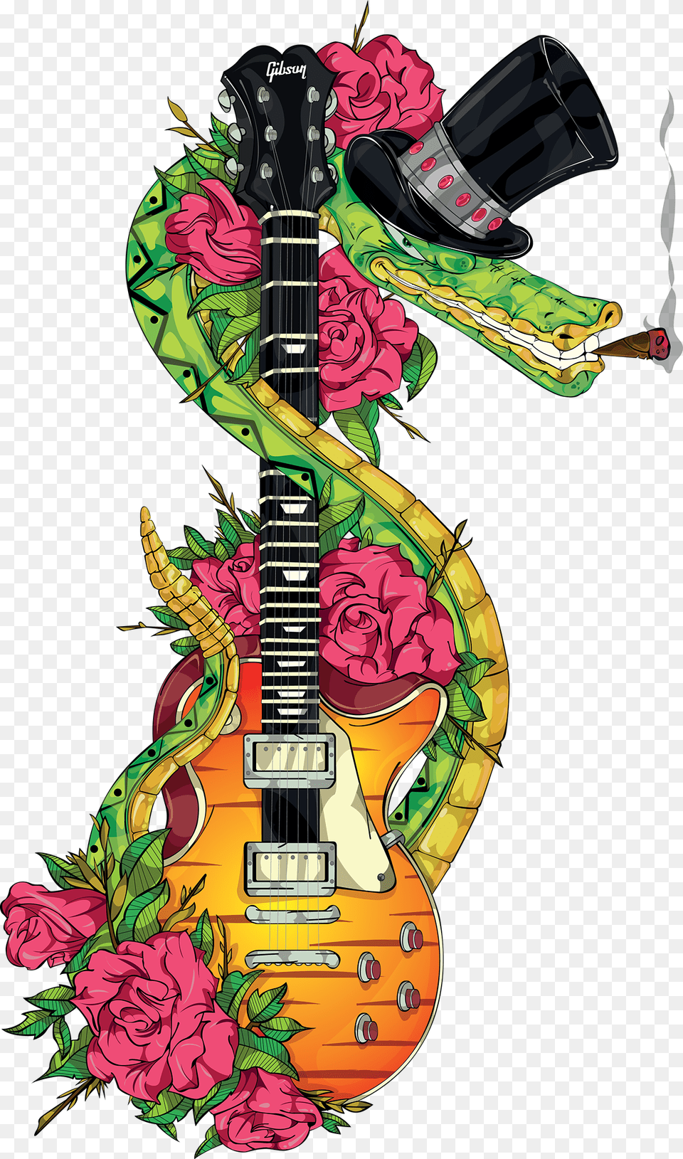 Slash Snakepit Tattoo Slash Snakepit Art Work, Guitar, Musical Instrument, Floral Design, Graphics Free Transparent Png