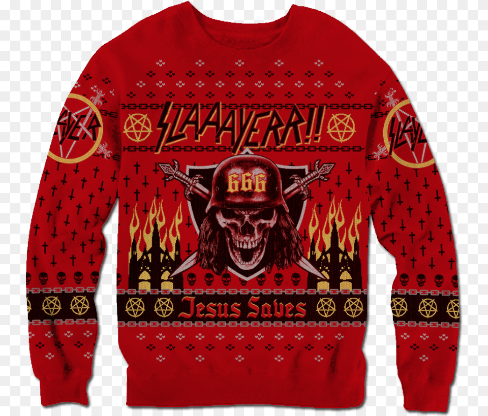 Slayer 666 Holiday Sweater Slayer Xmas Sweater, Sweatshirt, Knitwear, Clothing, Hoodie Png Image