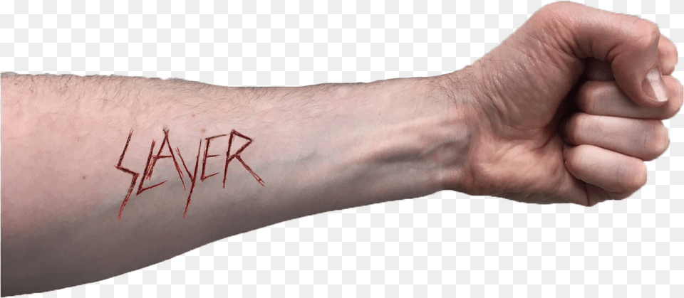 Slayer Scratchy Logo Cut Latex Applique Fist, Body Part, Hand, Person, Wrist Png Image