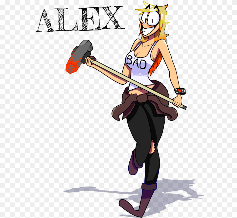 Sledgehammer Drawing Combat Clipart Anime Girl With Hammer, Book, Comics, Publication, Adult Png