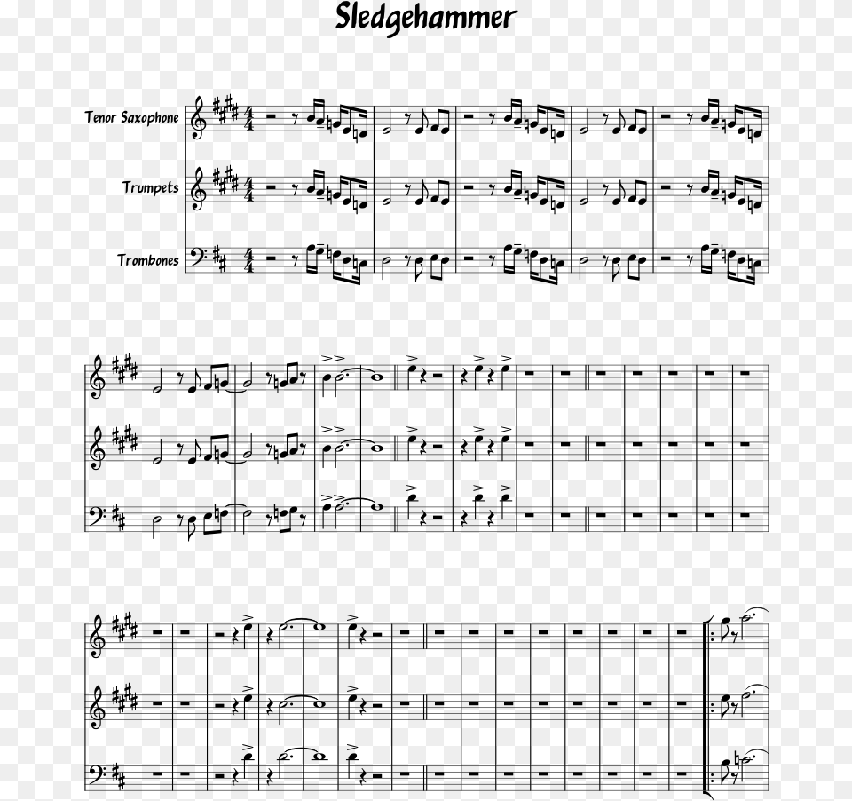 Sledgehammer Sax Sheet Music, Gray Free Png Download
