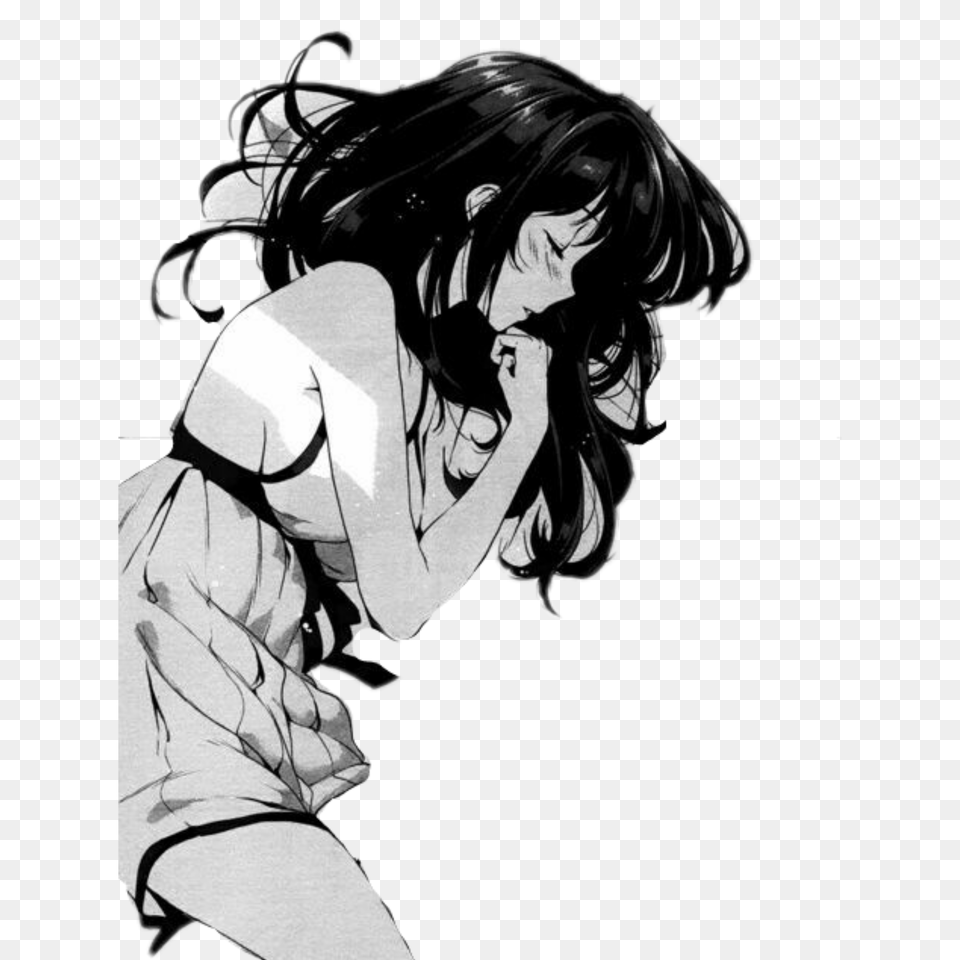 Sleeping Anime Manga Girl Blackhair Dress Indress, Book, Comics, Publication, Adult Free Transparent Png