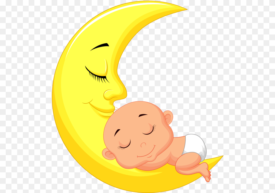 Sleeping Baby Cartoon, Banana, Food, Fruit, Plant Png Image