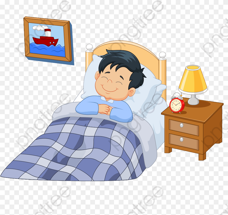 Sleeping Boy With A Smile Go To Sleep Animated, Lamp, Furniture, Drawer, Table Lamp Free Png