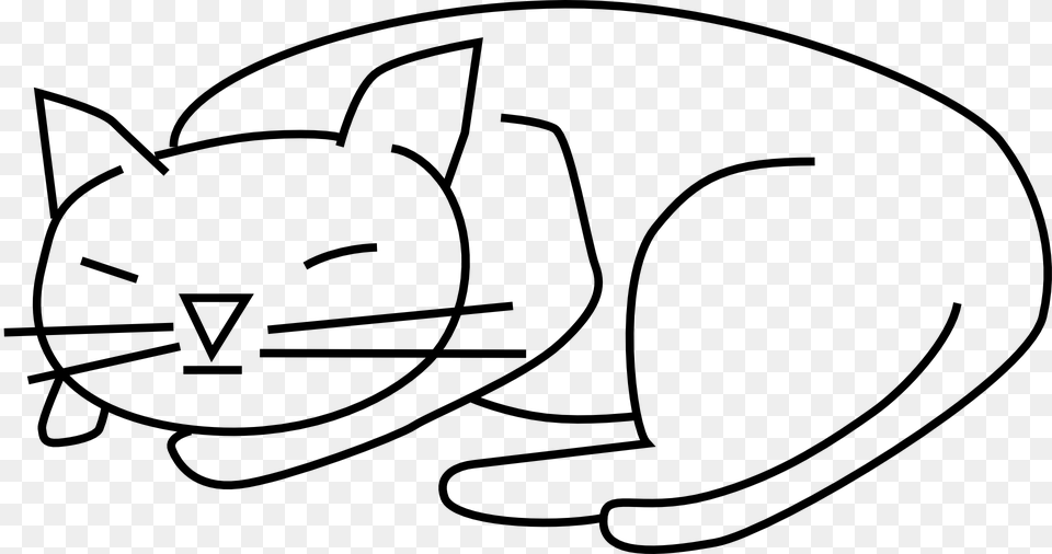 Sleeping Cat Black And White Clipart, Gray Free Png Download