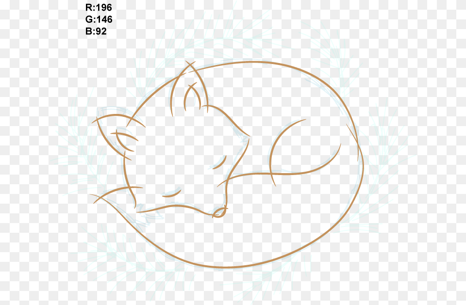 Sleeping Fox Drawing Outline Sleeping Fox Outline, Pattern, Plant, Embroidery Free Transparent Png