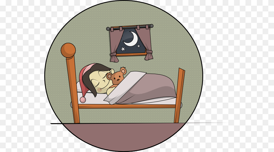 Sleeping Girl File Pc Sleep With Teddy Bear Clipart, Person, Furniture, Cartoon, Bed Free Png