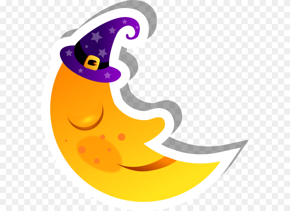 Sleepy Crescent Moon Sticker Moon, Banana, Food, Fruit, Plant Free Transparent Png