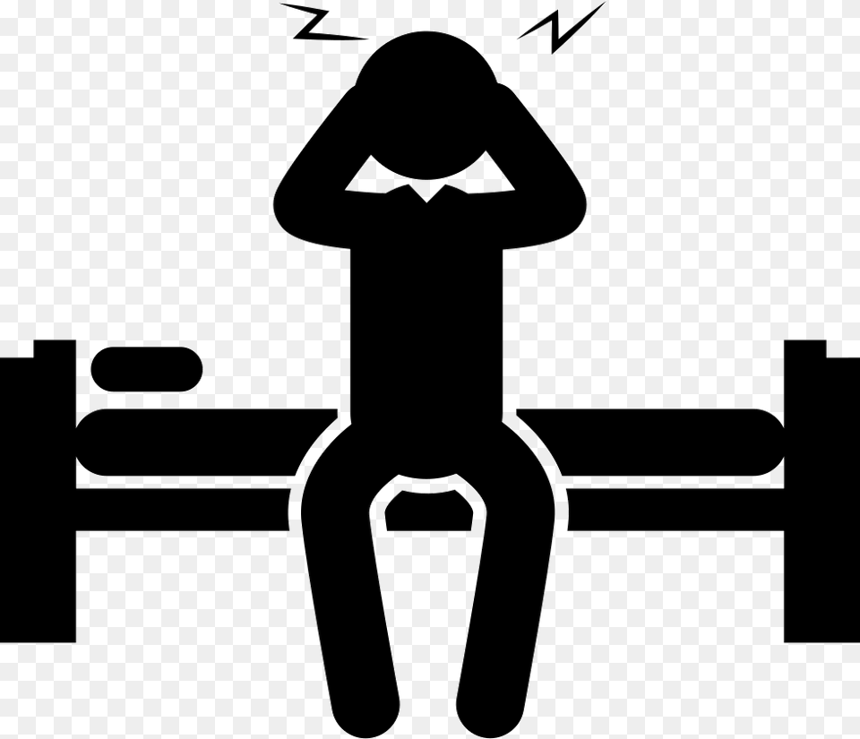 Sleepy Man Sitting On His Bed Comments Wake Up Clip Art, Stencil, Silhouette, Adult, Person Free Transparent Png