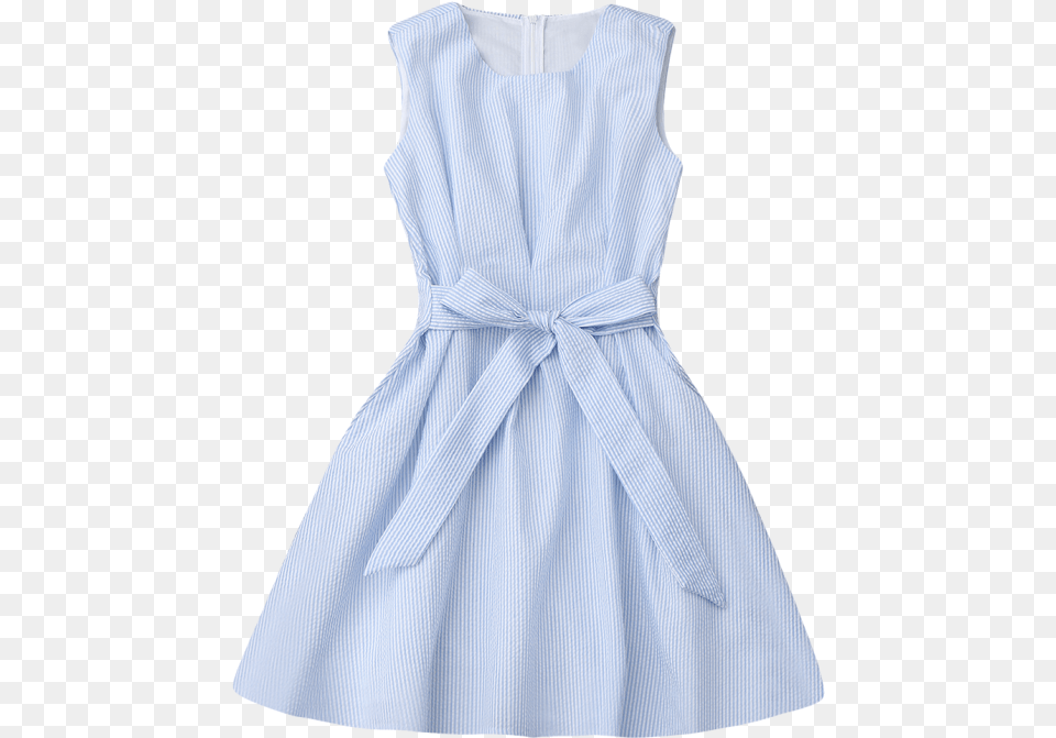 Sleeveless Striped Bowknot Dress Blue Stripe Dress, Clothing, Fashion, Robe, Shirt Free Png Download