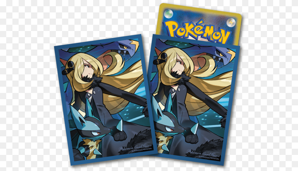 Sleeves 64ct Cynthia Garchomp U0026 Lucario Pokemon Center Pokemon Center Sleeves, Book, Comics, Publication, Face Free Png