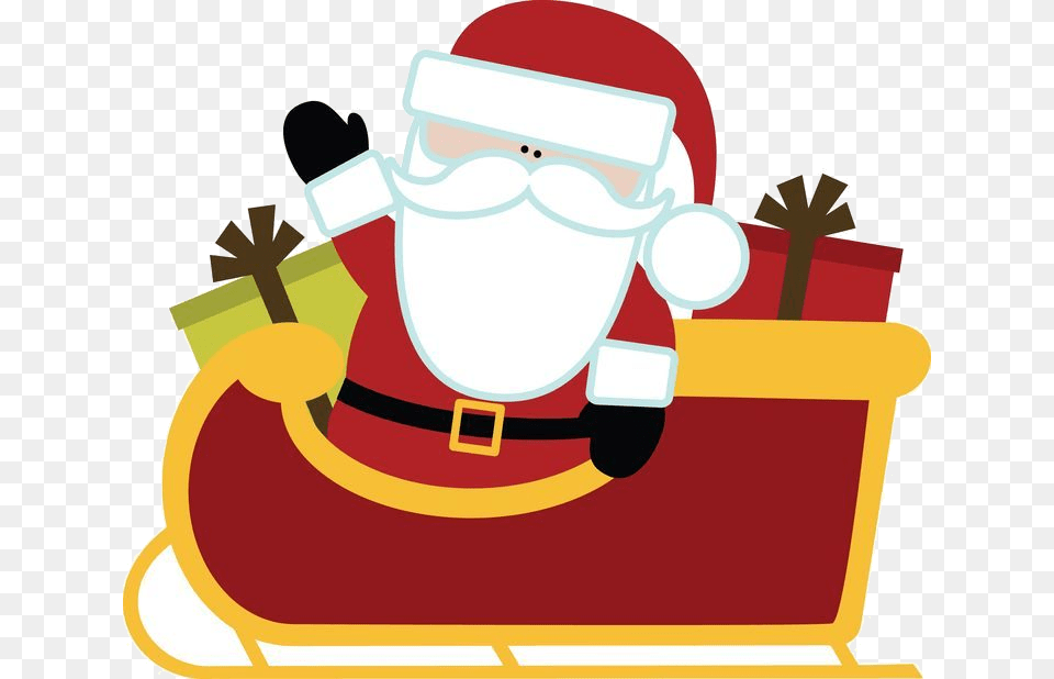 Sleigh Christmas Santa And Clip Art Cute Santa In Sleigh, People, Person, Machine, Wheel Free Transparent Png