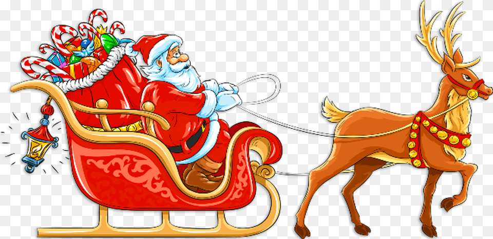 Sleigh Clipart Gold Santas Sleigh Clipart, Baby, Person, Animal, Horse Free Png Download