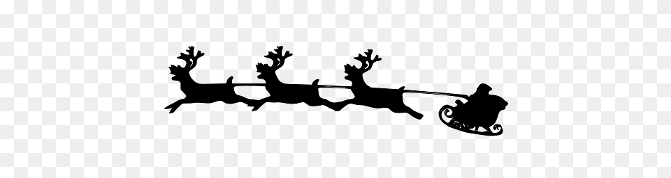Sleigh Of Santa Claus Father Christmas Flying Through The Sky, Animal, Silhouette, Reptile, Gecko Free Png Download
