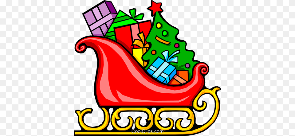 Sleigh Royalty Vector Clip Art Illustration Santas Sleigh With Presents, Graphics, Dynamite, Weapon Png Image