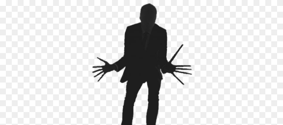 Slender Man Silhouette, Adult, Person, Male, Hand Png