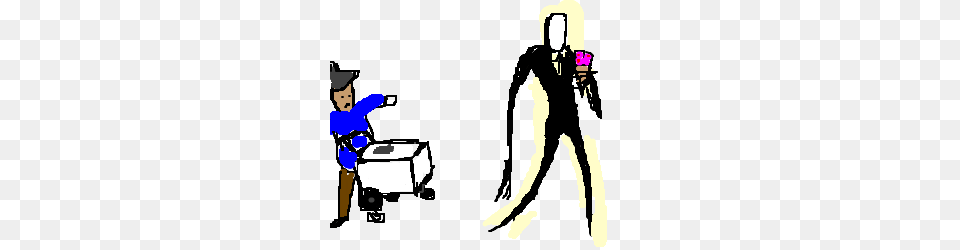 Slender Man Stealing Ice Cream, Adult, Male, Person, Face Free Png