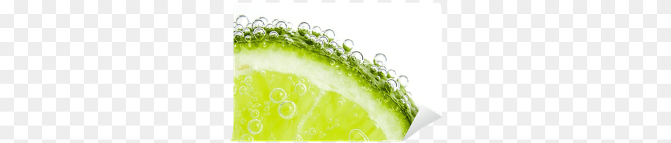 Slice Of Lime In The Water With Bubbles Wall Mural Water, Produce, Plant, Fruit, Food Png Image