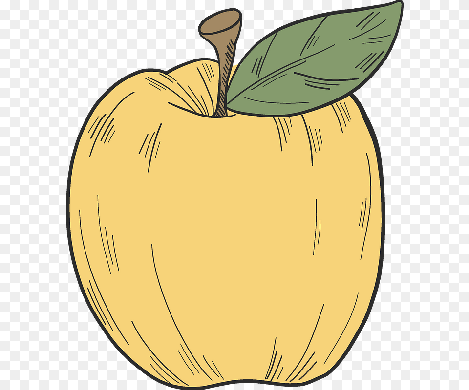 Slice Of Yellow Apple Clipart Creazilla Clip Art, Food, Fruit, Plant, Produce Png