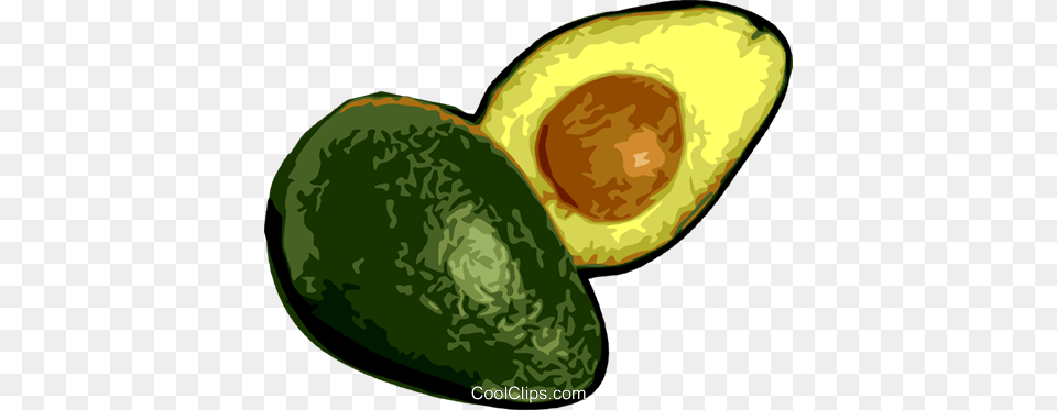Sliced Avocado Royalty Vector Clip Art Illustration, Food, Fruit, Plant, Produce Free Png