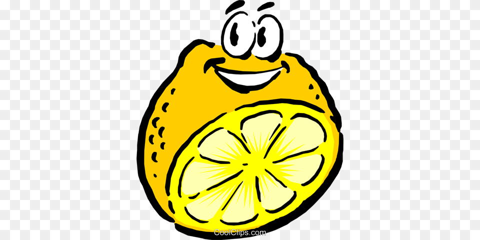 Sliced Cartoon Lemon Royalty Vector Clip Art Illustration, Citrus Fruit, Food, Fruit, Plant Free Png