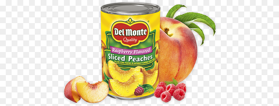 Sliced Yellow Cling Peaches In Raspberry Flavored Light Del Monte Yellow Cling Peach Halves, Food, Fruit, Plant, Produce Free Png