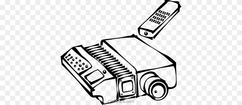 Slide Projector With A Remote Control Royalty Vector Clip Art, Bulldozer, Electronics, Machine, Qr Code Free Png