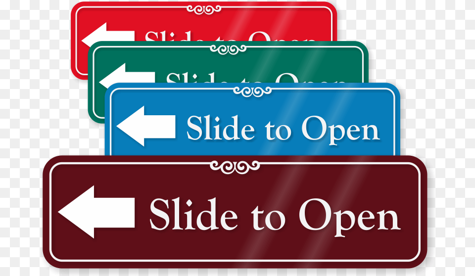 Slide To Open Showcase Wall Sign Slide To Open Door Sign, First Aid, Text, Symbol Png Image
