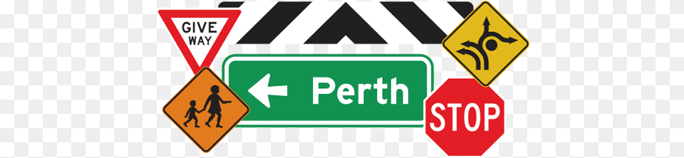 Slideshow Road Signs Street Signs In Perth, Sign, Symbol, Road Sign, Person Free Png Download
