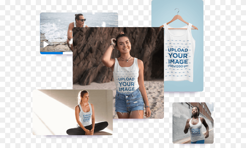 Slideshow Video Makers Placeit Tanktop Mockup, Clothing, T-shirt, Adult, Person Png