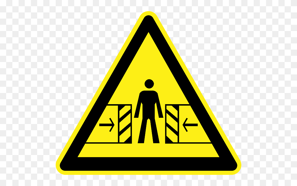 Sliding Door Hazard Warning Sign, Symbol, Adult, Male, Man Free Transparent Png