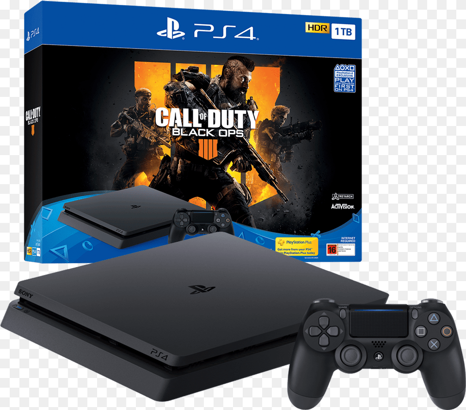 Slim 1tb Console With Call Of Duty Playstation 4 Slim 1tb Bundle, Adult, Male, Man, Person Free Png