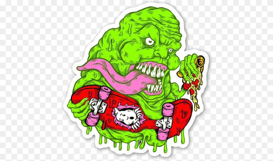 Slimer Skater Sticker, Art, Doodle, Drawing, Graphics Free Png