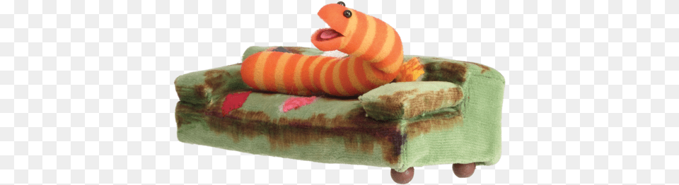 Slimey On A Couch Inch Worm From Sesame Street, Furniture, Cushion, Home Decor, Plush Png