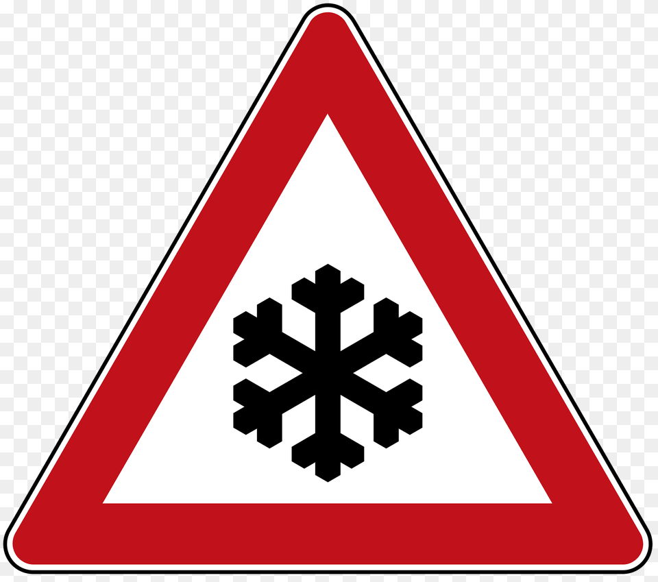 Slipperiness Due To Snow Or Ice Clipart, Sign, Symbol, Road Sign, Outdoors Png Image