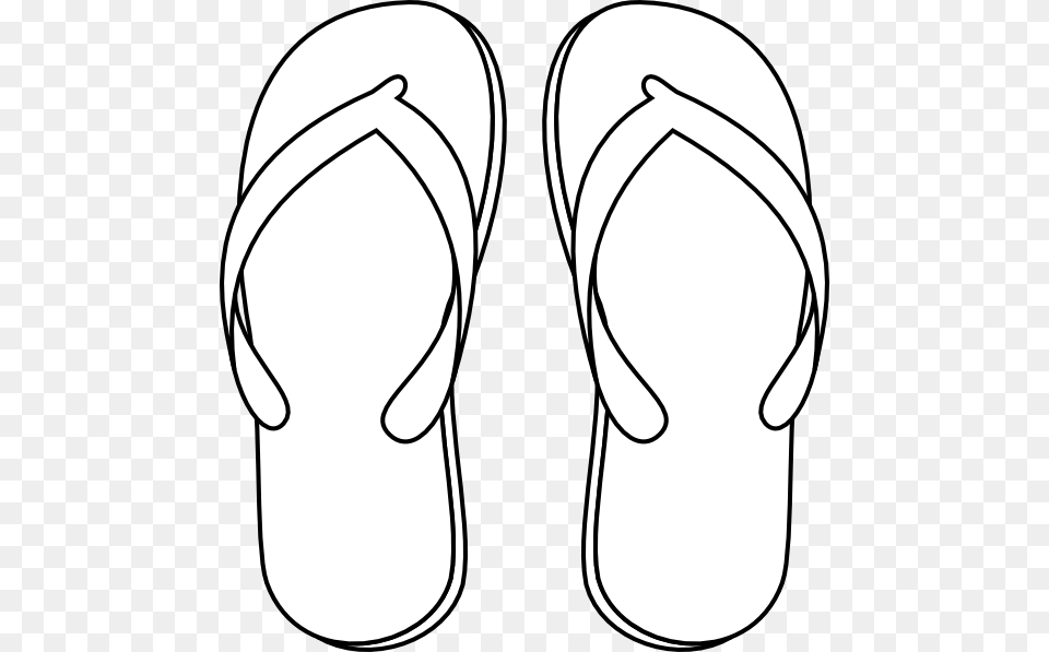 Slippers Black White Clipart, Clothing, Flip-flop, Footwear Png Image
