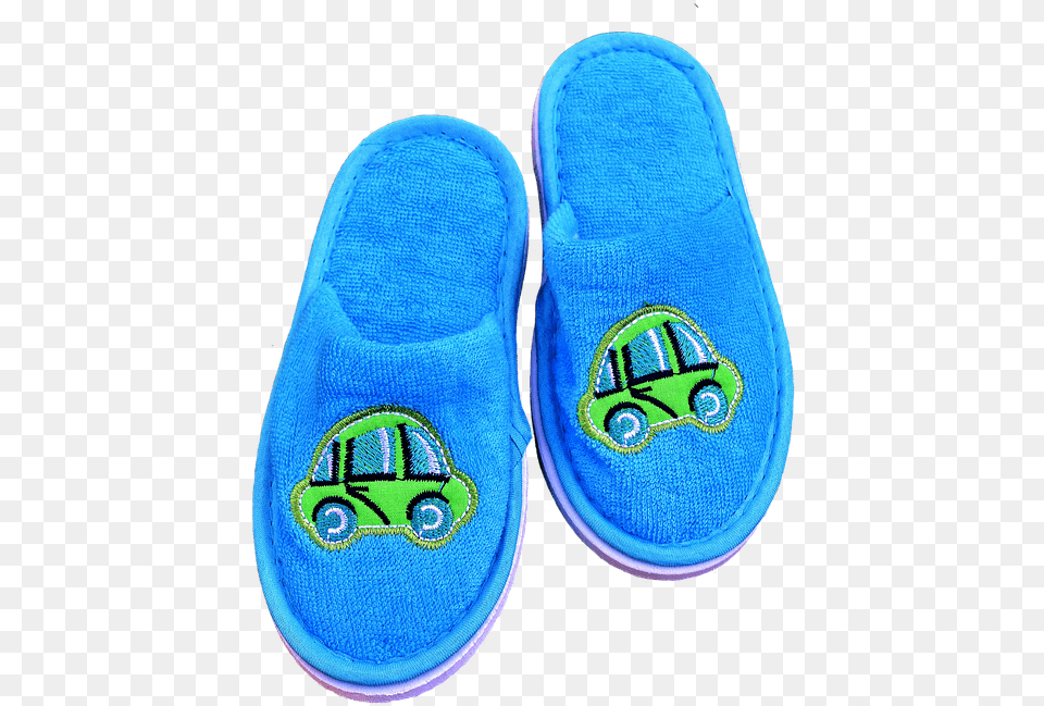 Slippers Children Funny Motive Blue Boy Fabric Slippers, Clothing, Footwear, Shoe, Flip-flop Free Png