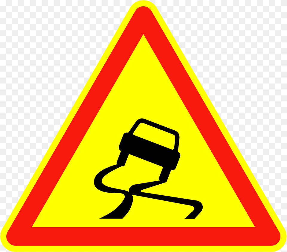 Slippery Road Clipart, Sign, Symbol, Road Sign Free Png Download