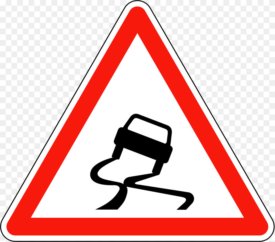 Slippery Road Clipart, Sign, Symbol, Road Sign Png Image
