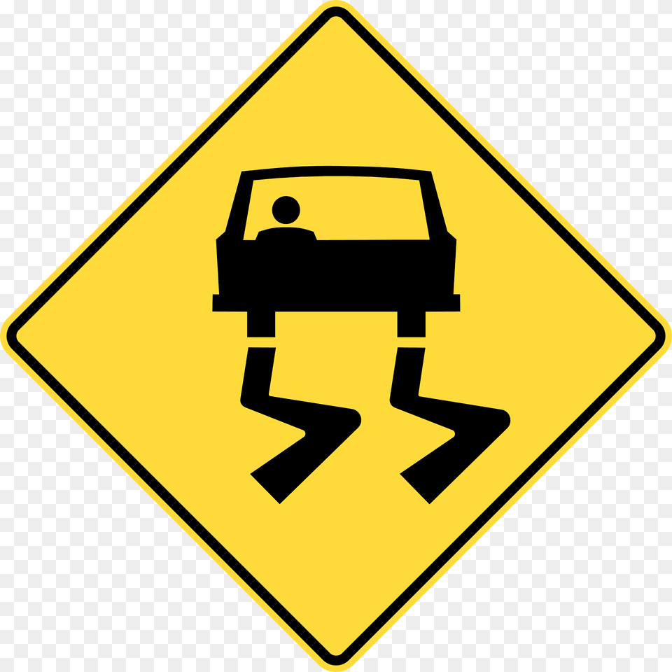 Slippery Road Surface Sign In British Columbia Clipart, Symbol, Road Sign, First Aid Free Transparent Png