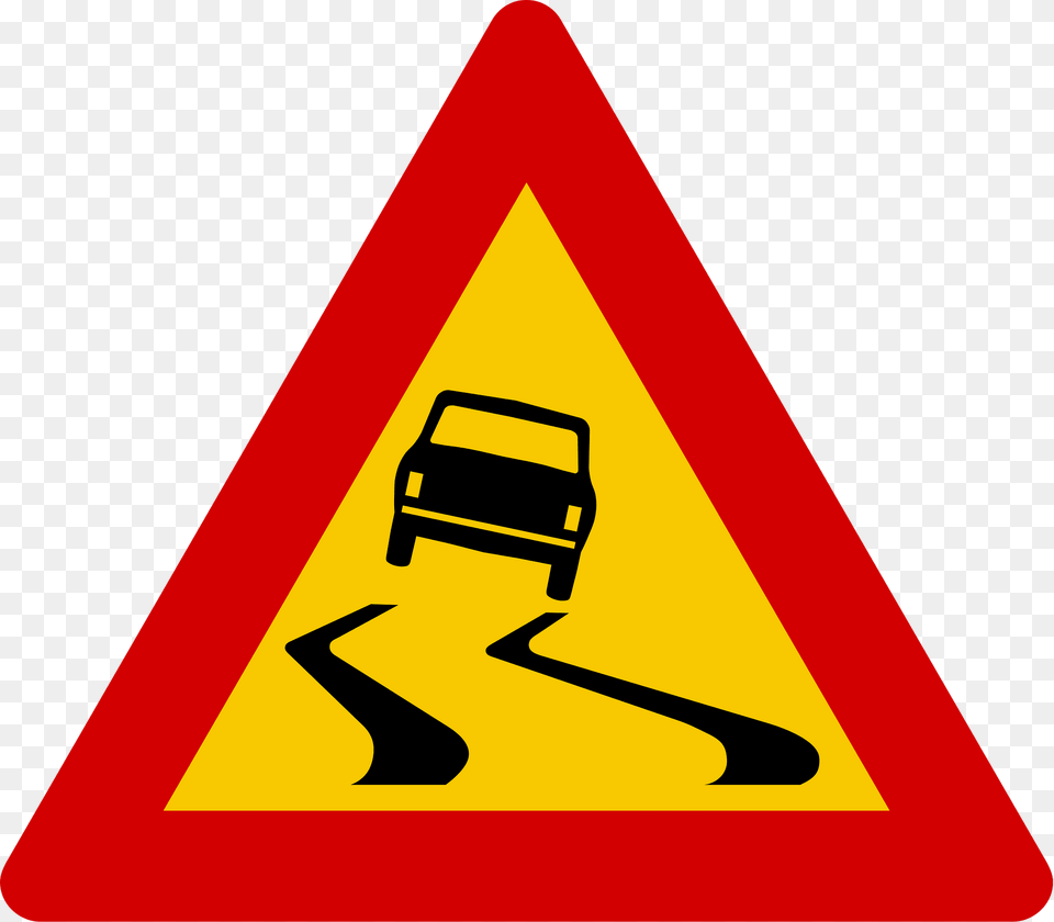 Slippery Road Surface Sign In Iceland Clipart, Symbol, Road Sign, Car, Transportation Free Transparent Png