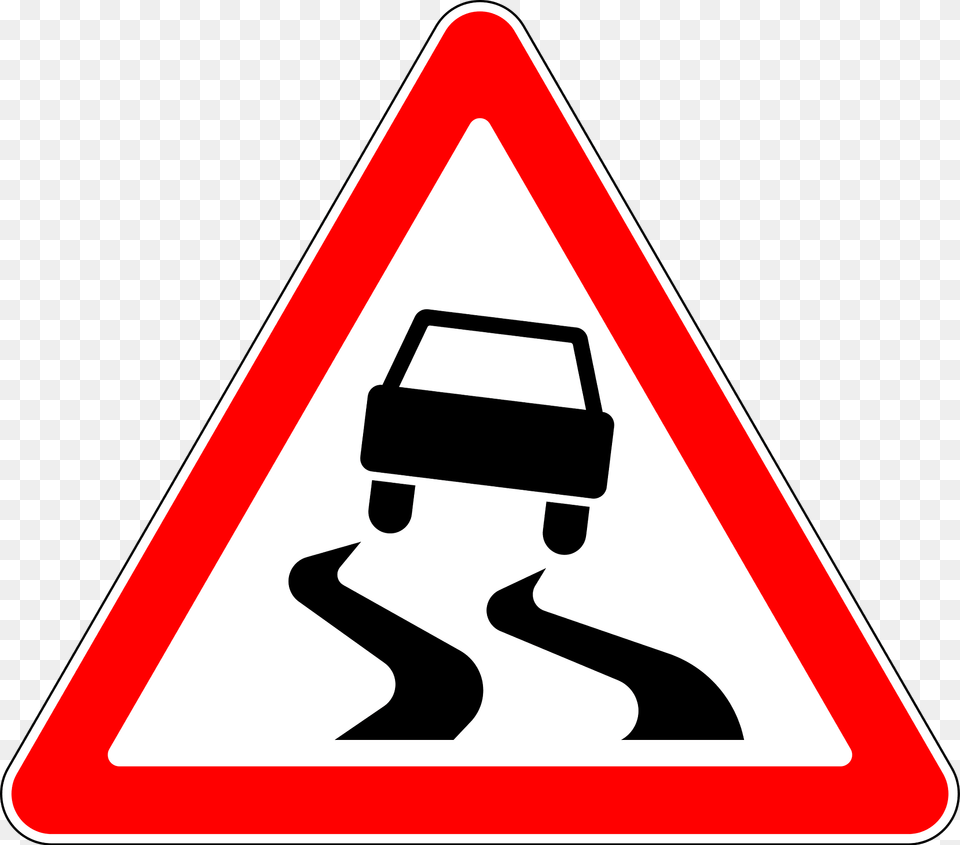 Slippery Road Surface Sign In Russia Clipart, Symbol, Road Sign Free Transparent Png
