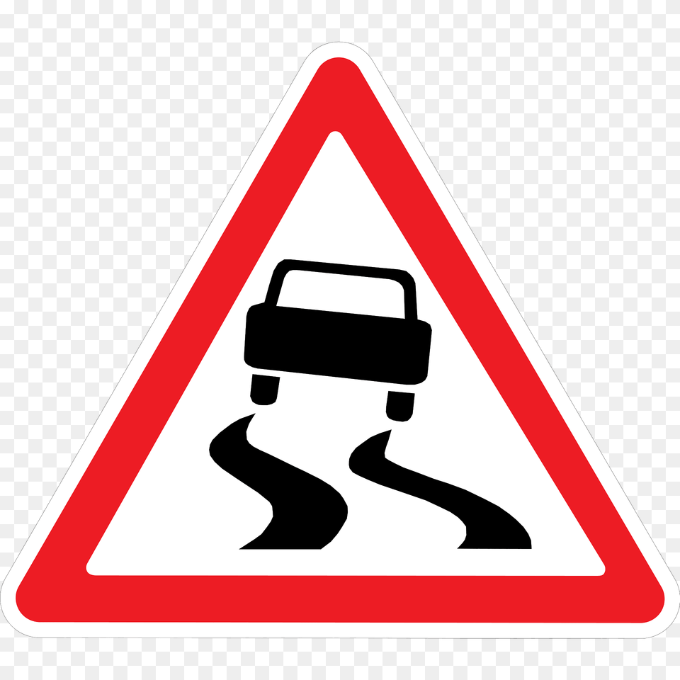 Slippery Road Surface Sign In Ukraine Clipart, Symbol, Road Sign Free Png Download