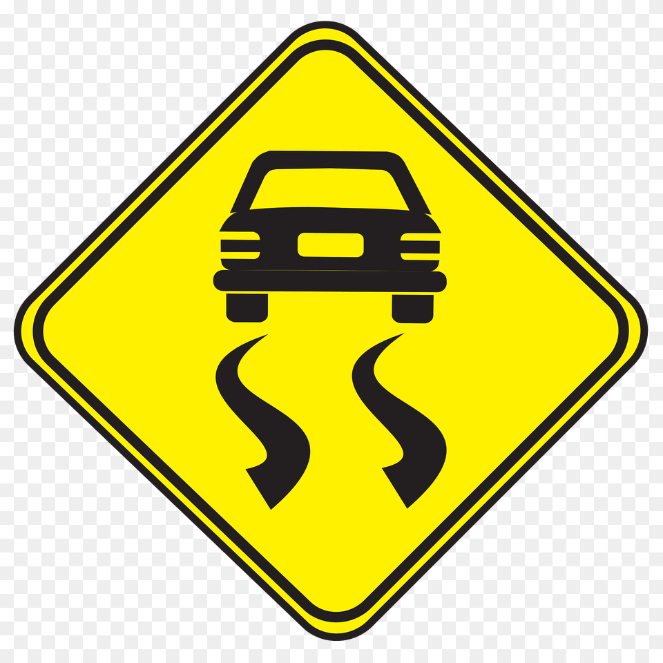 Slippery Road Surface Sign In Uruguay Clipart, Symbol, Road Sign, Car, Transportation Free Png